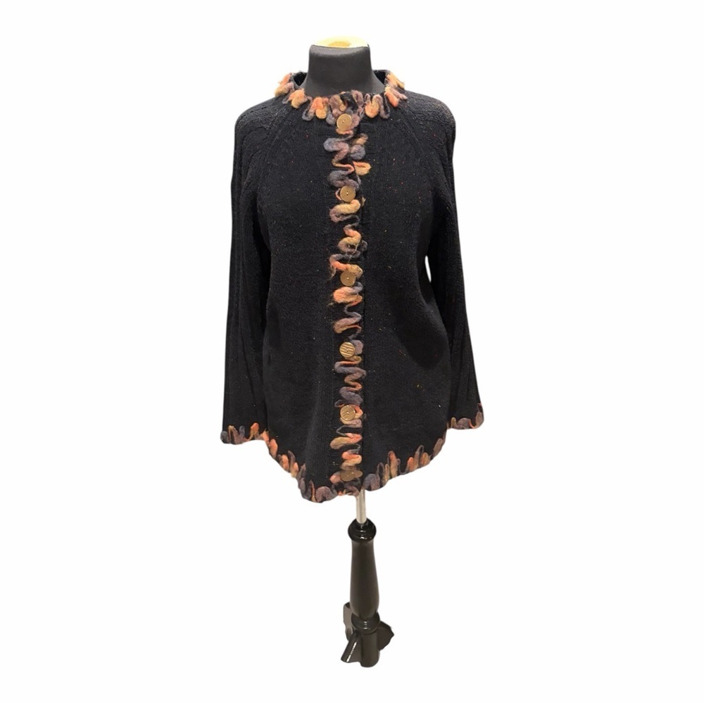 Susan Bristol Hand Embroidered Wool Blend Cardigan Medium